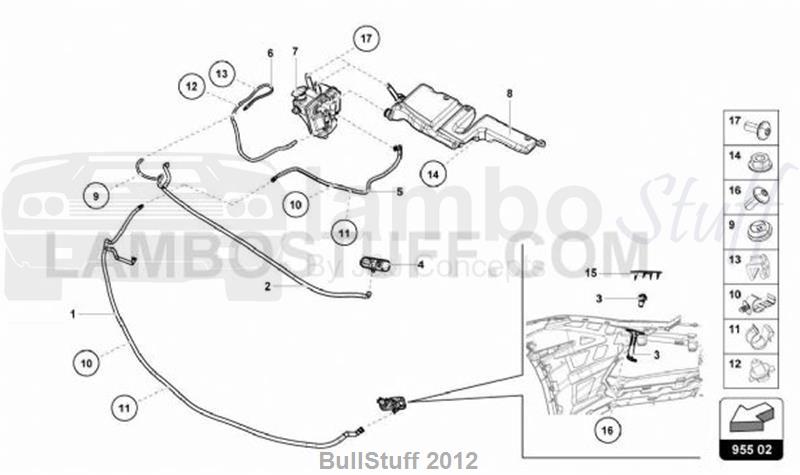 2018 Lamborghini HURACAN LP580-2 SPYDER JAPAN HEADLIGHT WASHER SYSTEM (955.02.00)